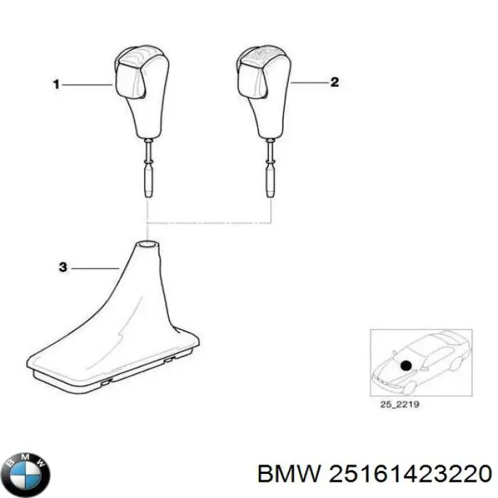 Чохол на важіль перемикання BMW 25161423220 ціна, від 14.60 USD