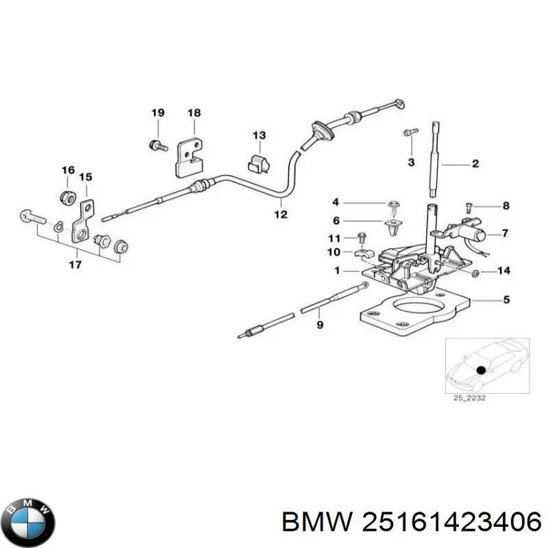 25161423406 BMW Трос перемикання передач, вибору передачі