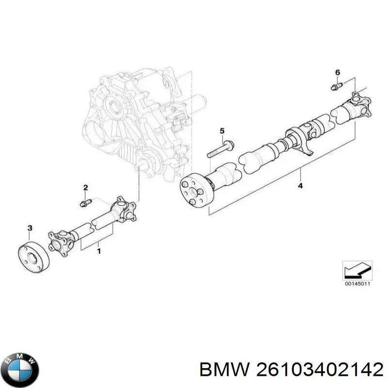 Вал карданний задній, в сборі 26103402142 BMW