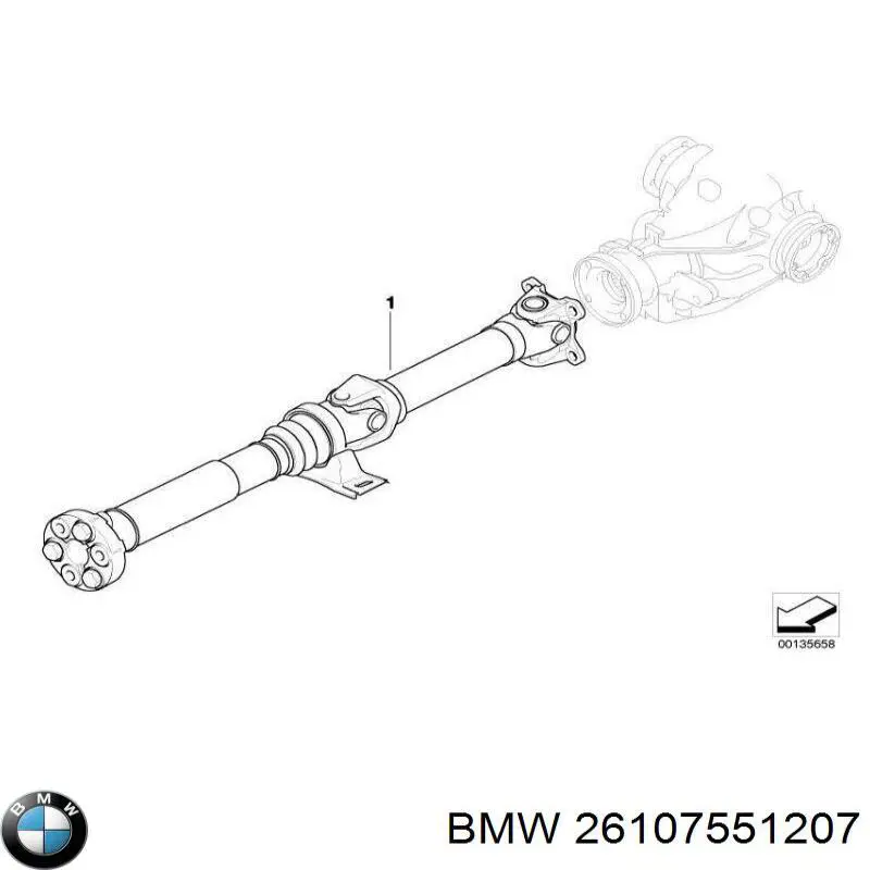 Вал карданний задній, у зборі BMW 26107551207 ціна, від 385.61 USD