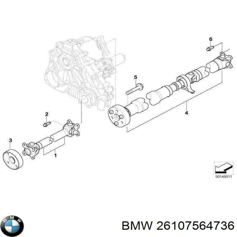 Вал карданний задній, у зборі BMW 26107564736 ціна, від 312.58 USD