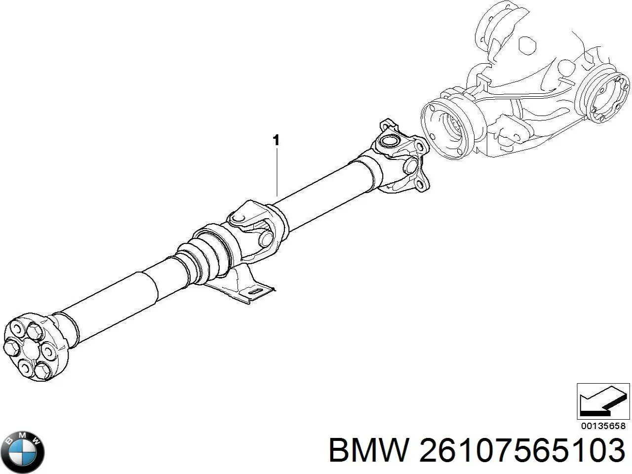 26107565103 BMW Вал карданний основний заднього моста