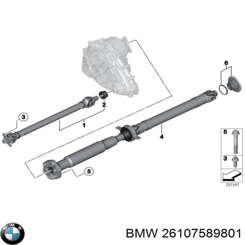 26107589801 BMW Вал карданний основний заднього моста