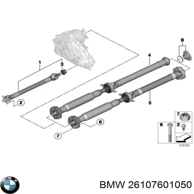 26107601050 BMW Вал карданний основний заднього моста