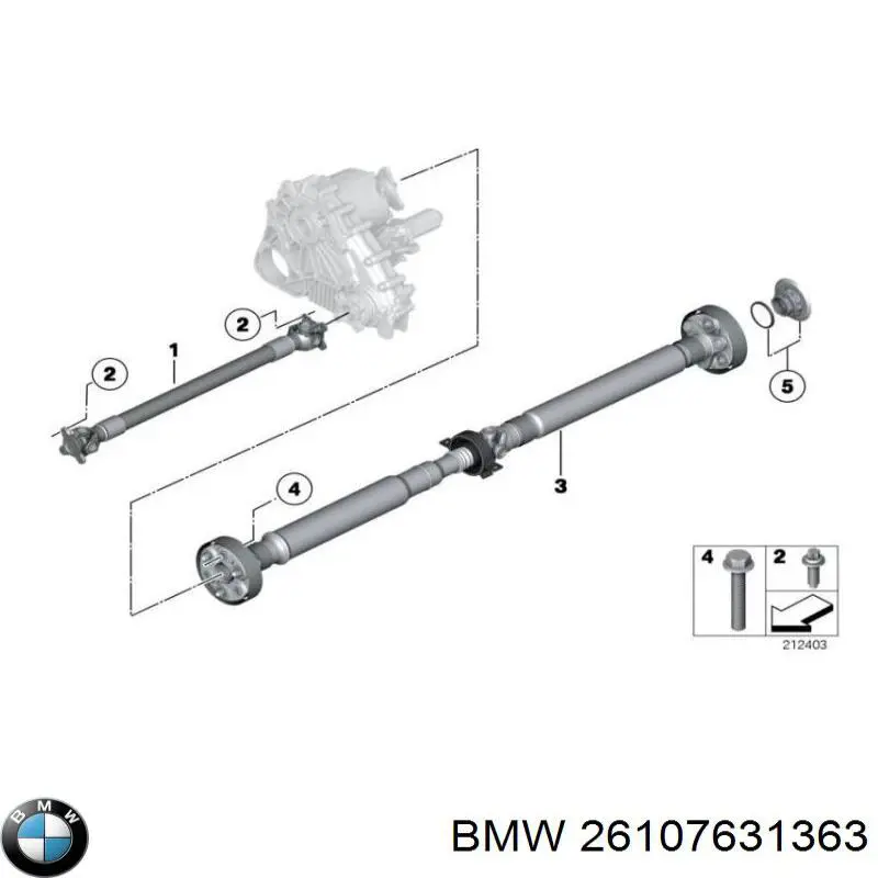 26107631363 BMW Вал карданний основний заднього моста