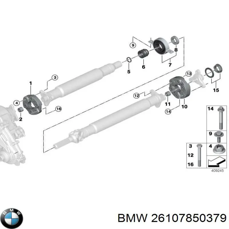 26107850379 BMW Вал карданний основний заднього моста
