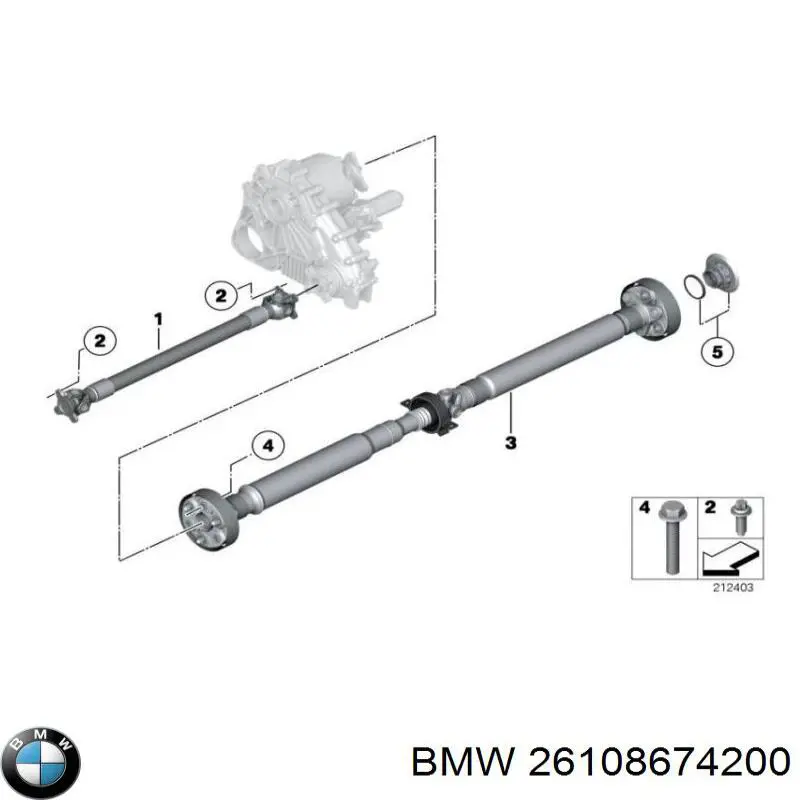 Вал карданний задній, у зборі BMW 26107631364 ціна, від 109.41 USD