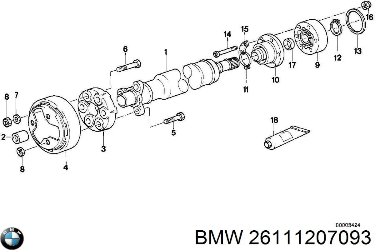 Втулка карданного валу, центруюча BMW 26111207093 ціна, від 8.87 USD
