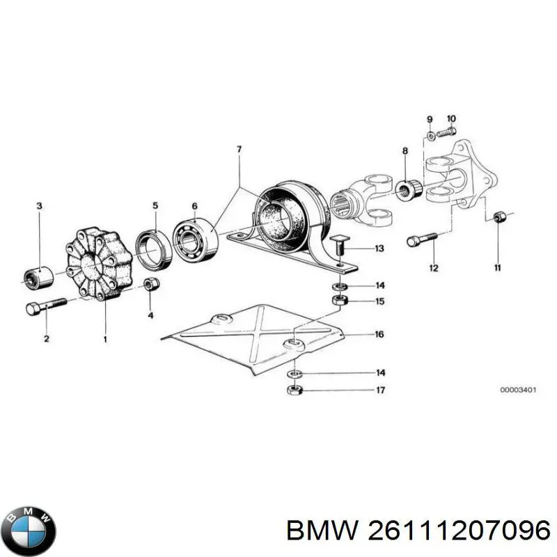 Втулка карданного валу, центруюча BMW 26111207096 ціна, від 8.87 USD