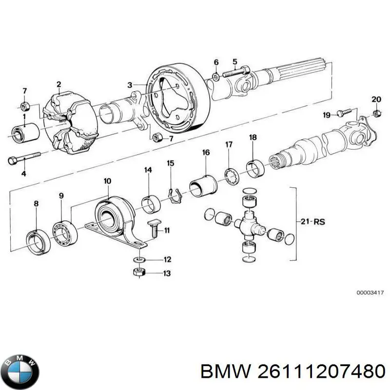 Втулка карданного валу, центруюча BMW 26117514037 ціна, від 12.79 USD