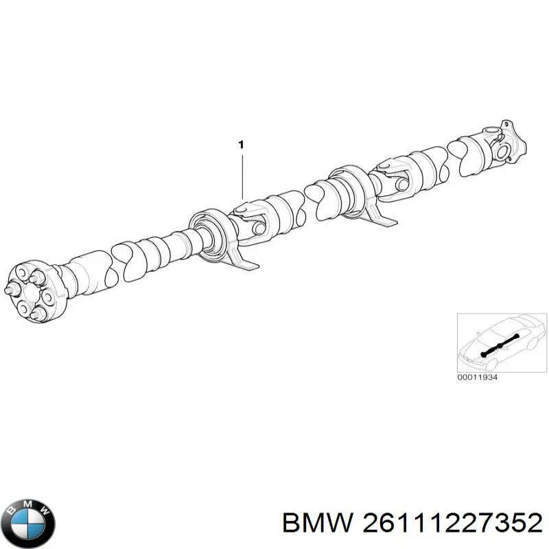 26111227352 BMW Вал карданний основний заднього моста