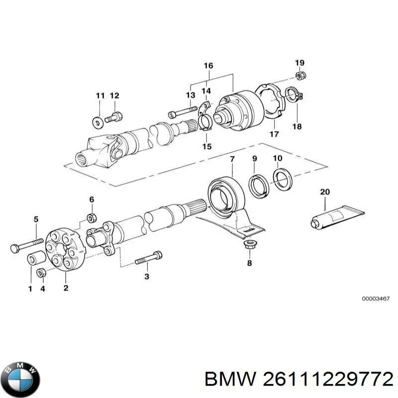26111229772 BMW ШРУС карданного валу заднього, задній