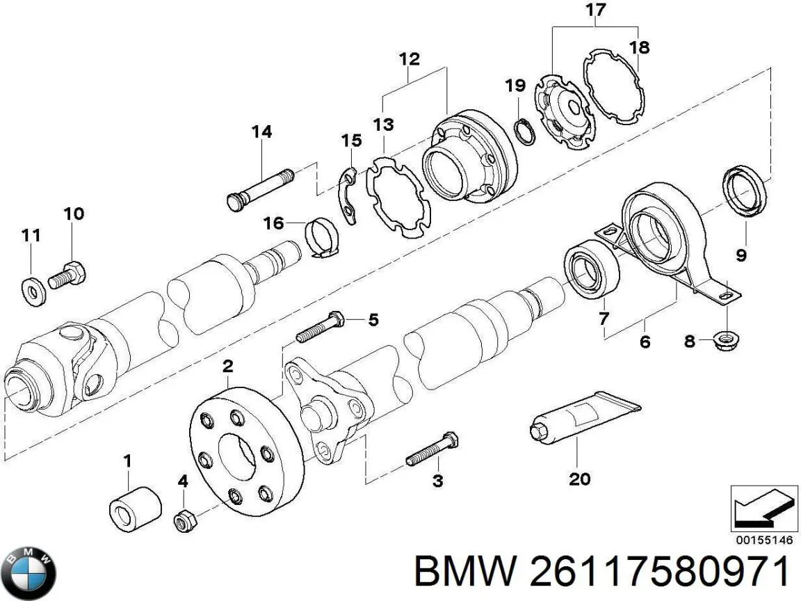 ШРУС карданного валу заднього, задній BMW 26117580971 ціна, від 325.10 USD