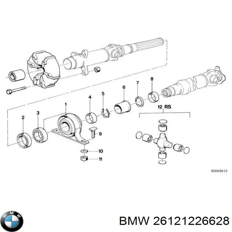 Підвісний підшипник карданного валу BMW 26121226628 ціна, від 286.36 USD