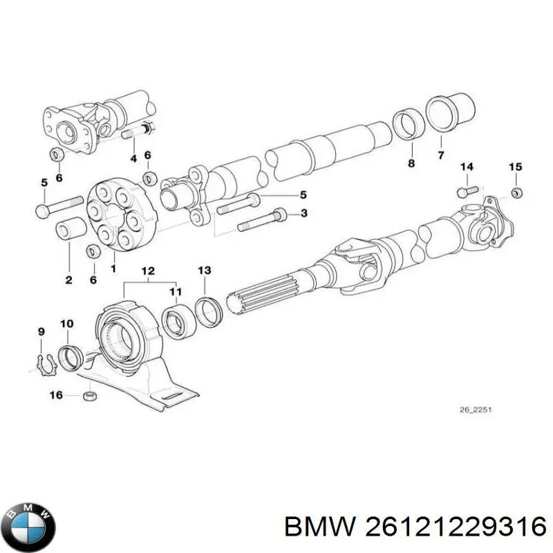 26121229316 BMW підвісний підшипник карданного валу