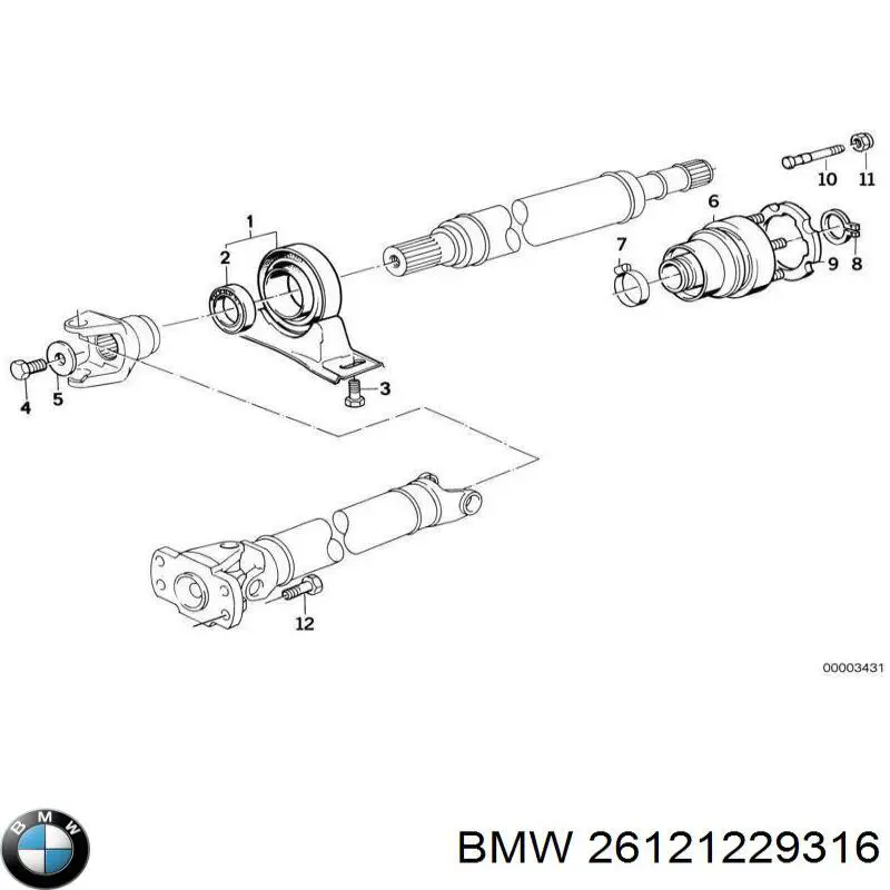 Купити 26121229316 BMW Підвісний підшипник карданного валу