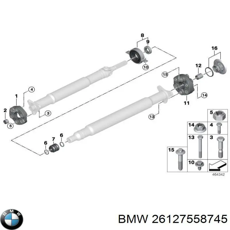 Підвісний підшипник карданного валу BMW 26127558745
