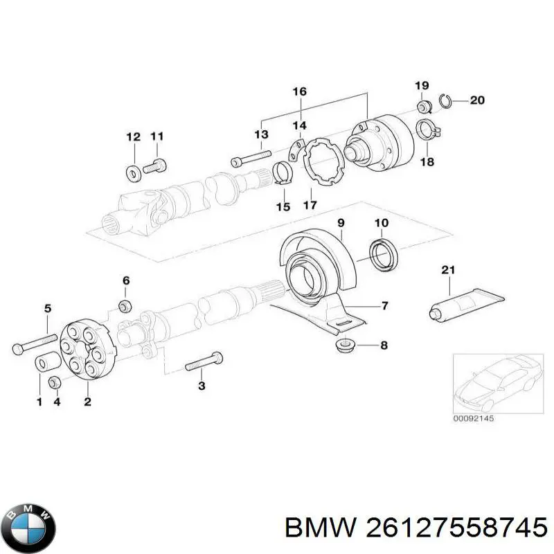 Підвісний підшипник карданного валу BMW 26127558745 ціна, від 43.62 USD