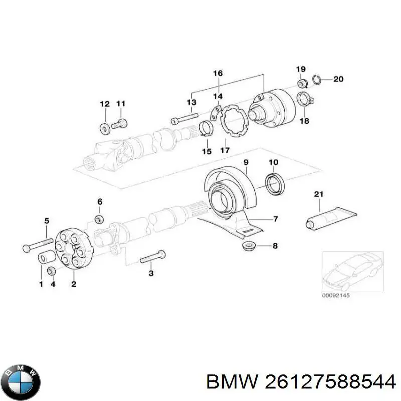 Підвісний підшипник карданного валу на BMW 6 (F13)