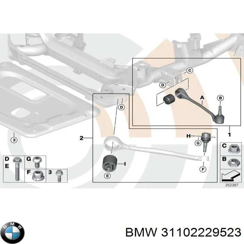 Комплект важелів передньої підвіски BMW 31102229523 ціна, від 485.61 USD