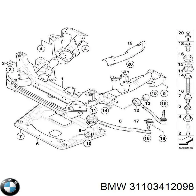 Підрамник передньої підвіски на BMW X3 (E83)