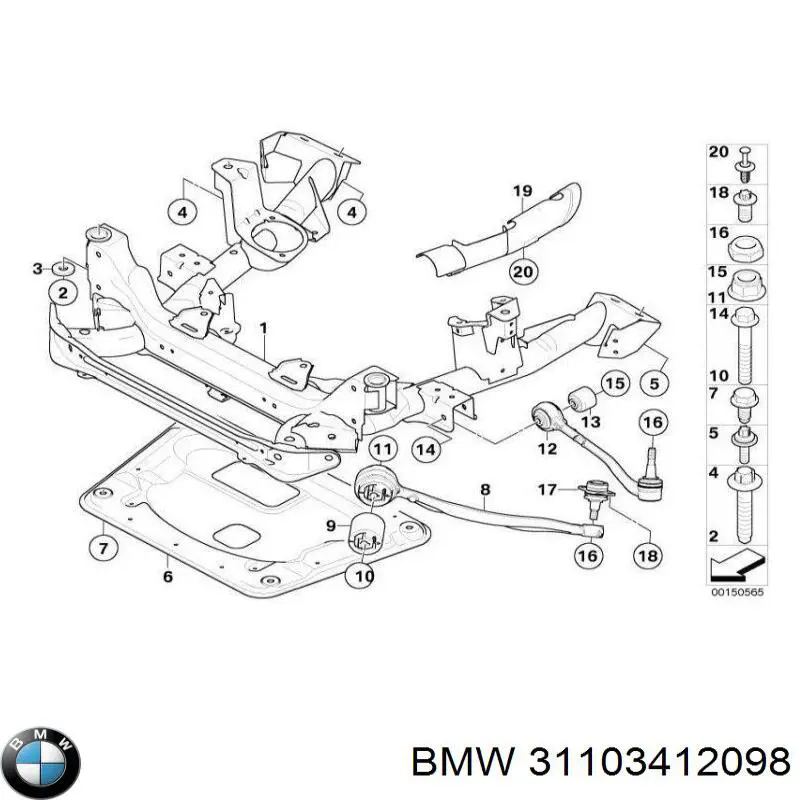 Підрамник передньої підвіски BMW 31103412098 ціна, від 172.22 USD