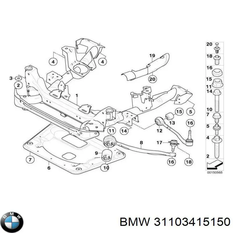 Підрамник передньої підвіски BMW 31103412097 ціна, від 181.47 USD