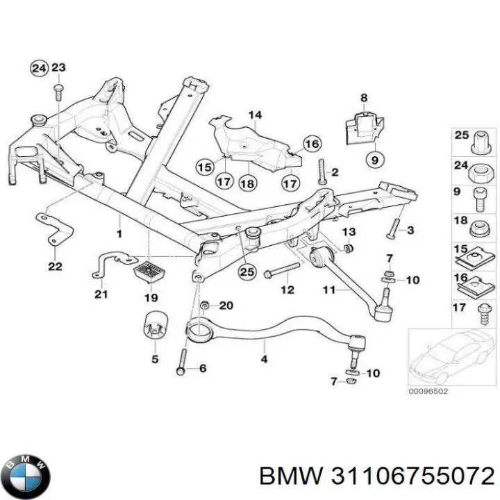 Підрамник передній на BMW 5 (E39)
