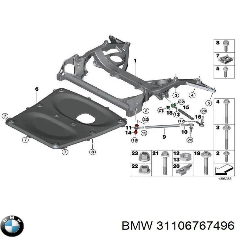 Купити 31106767496 BMW Гайка болта кріплення переднього важеля, нижнього