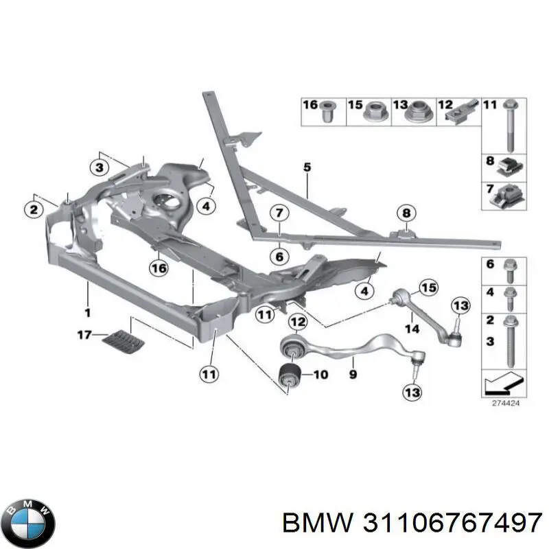 Болт переднього важеля 31106767497 BMW