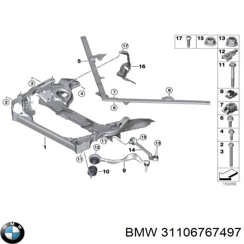 Болт переднього важеля BMW 31106767497 ціна, від 3.77 USD