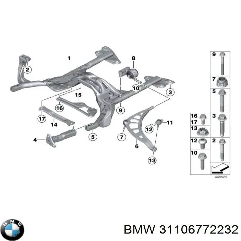 31106772232 BMW Кронштейн підсилювача переднього бампера