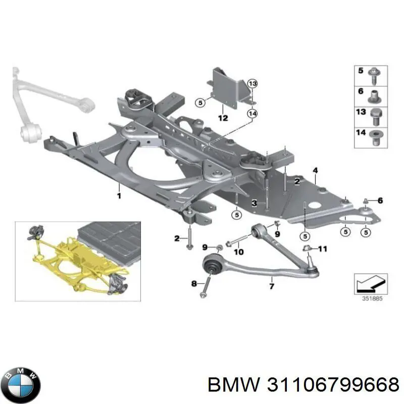 Гайка болта кріплення переднього важеля, нижнього BMW 31106799668 ціна, від 7.31 USD