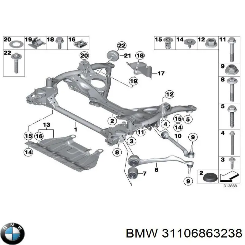 Купити 31106863238 BMW Болт переднього важеля