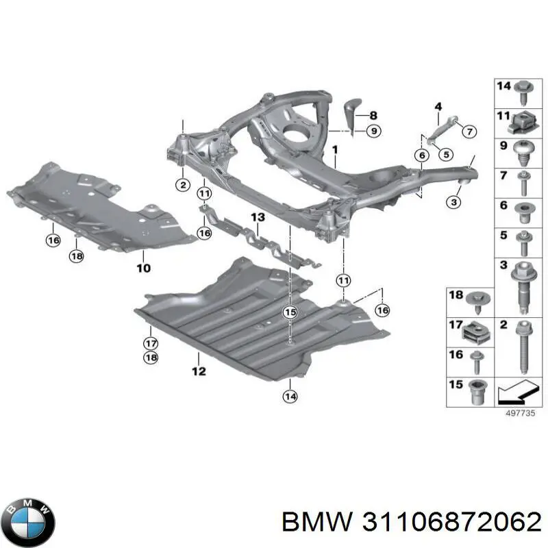 Болт переднього важеля, нижнього 31106872062 BMW