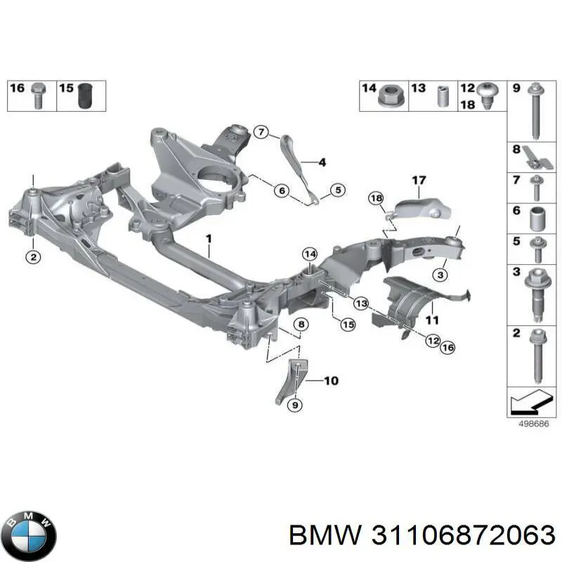 Болт переднього важеля, нижнього BMW 31106872063 ціна, від 6.09 USD