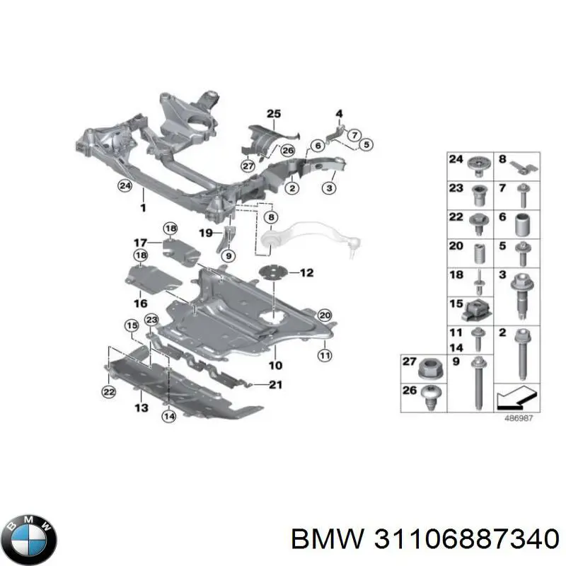 Балка передньої підвіски, підрамник 31106887340 BMW