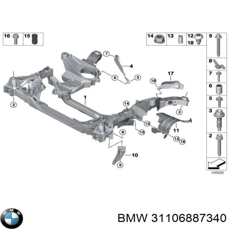 Купити 6887340 BMW Підрамник передній