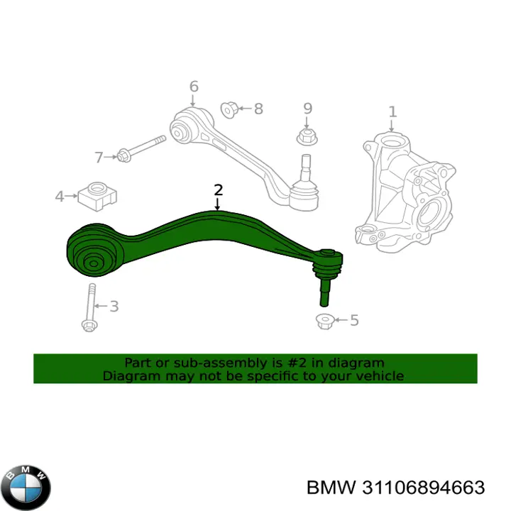 Важіль передньої підвіски нижній, правий BMW 31106894663 ціна, від 120.32 USD