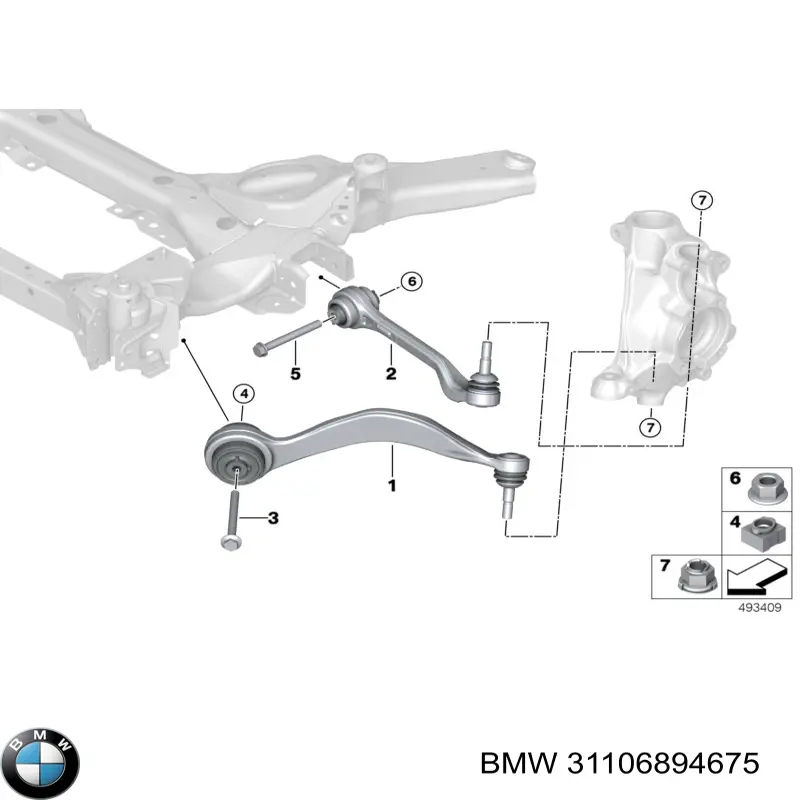 Важіль передній лівий BMW 31106894675 ціна, від 177.25 USD