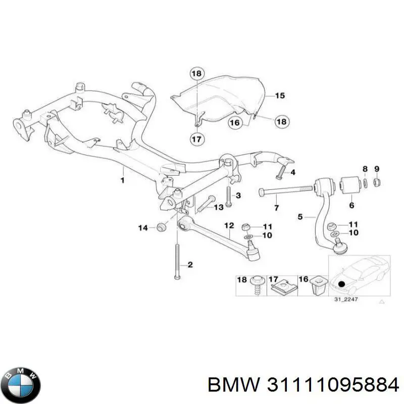 Підрамник передньої підвіски BMW 31111095884 ціна, від 25.33 USD
