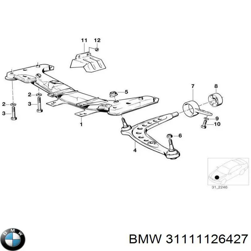 Підрамник передньої підвіски BMW 31111126427 ціна, від 38.00 USD