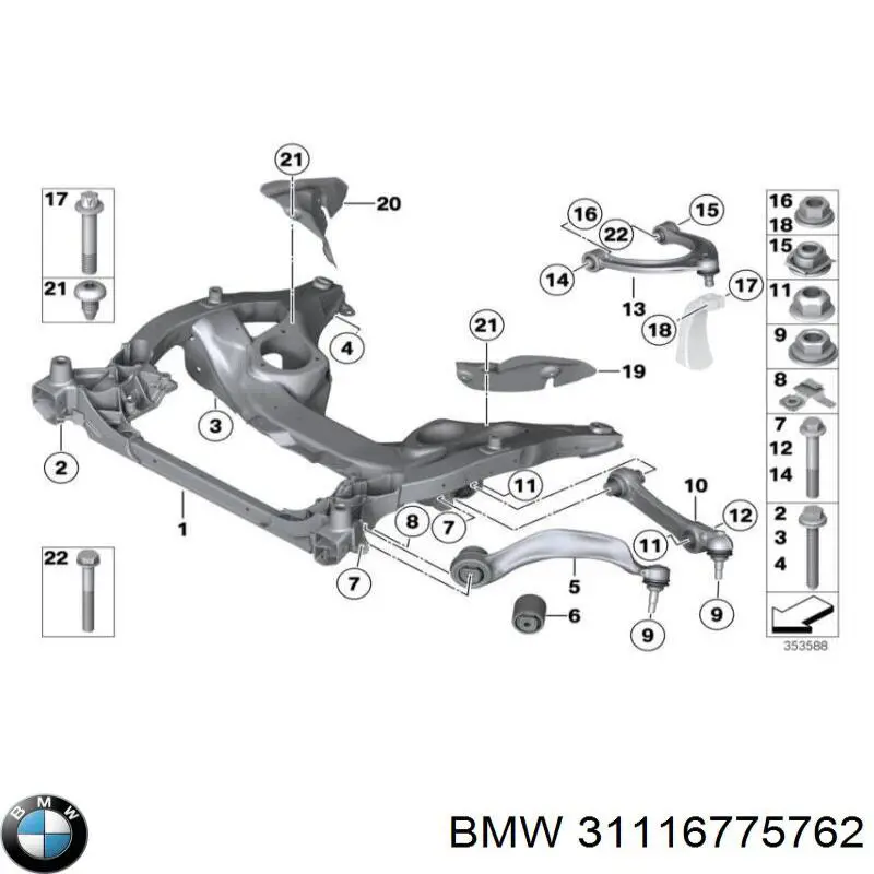 Підрамник передньої підвіски BMW 31116775762 ціна, від 139.32 USD