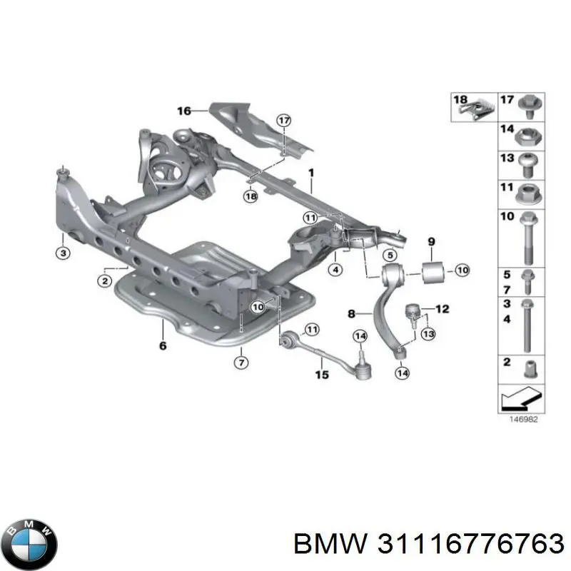 Балка передньої підвіски, підрамник 31116776763 BMW