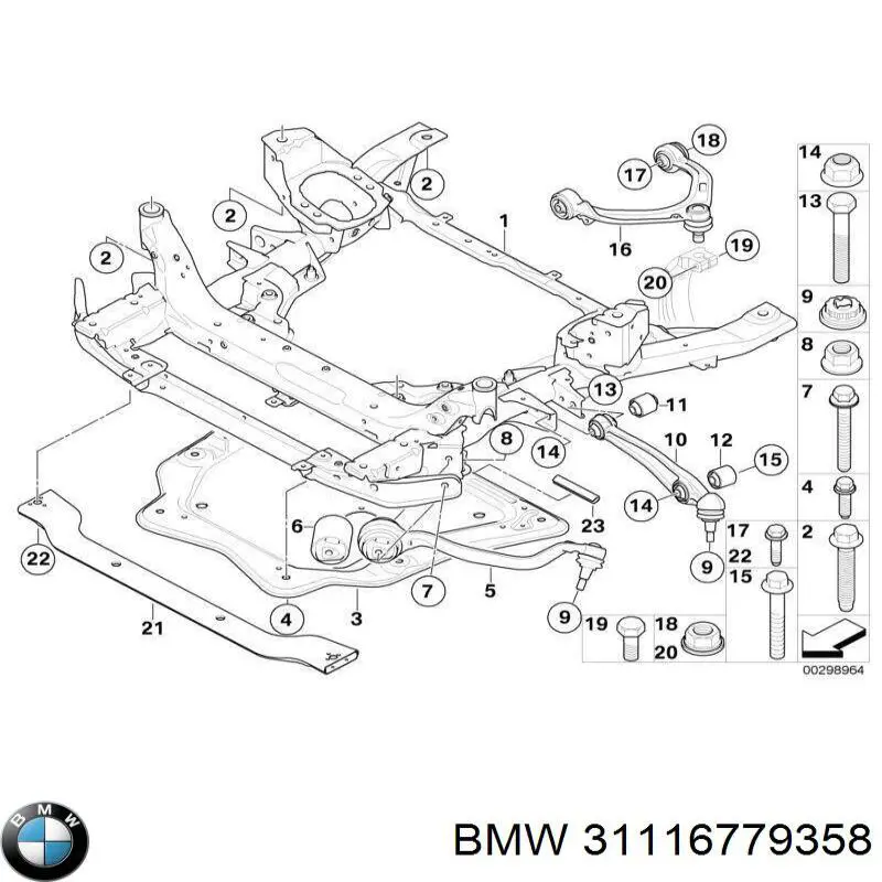Підрамник передньої підвіски BMW 31116779358 ціна, від 177.37 USD