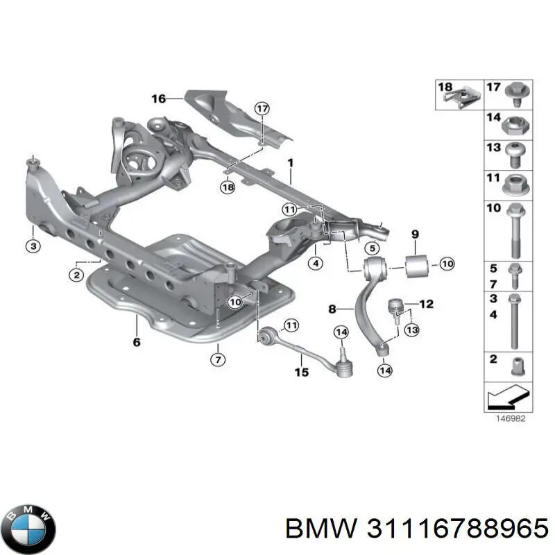 Підрамник передньої підвіски BMW 31116788965 ціна, від 457.11 USD