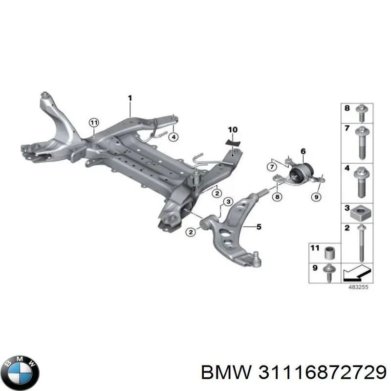 Балка передньої підвіски, підрамник 31116872729 BMW