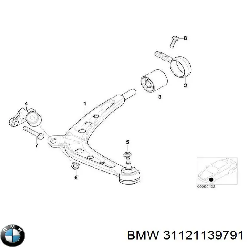 Купити 31121139791 BMW Кронштейн кріплення переднього важеля, задній