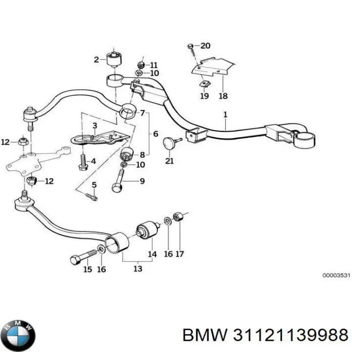 Правий важіль передній нижній підвіски BMW 31121139988