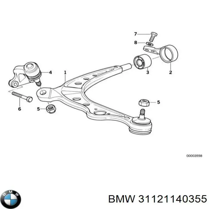 Кульова опора, нижня, ліва 31121140355 BMW